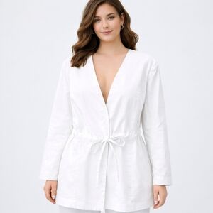 Lane Bryant Linen Blend Utility Jacket White Size 20 1X 2X Contemporary Modern